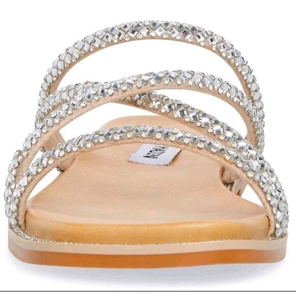 New Steve Madden Spice Bling Sandal Strappy Jewel Slide Square Toe Open 6 SF2367 - Picture 4 of 9